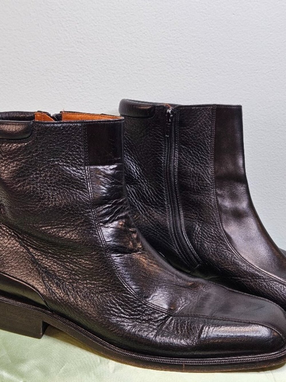 Florsheim Duke Boots Size10 D Black Bike Toe Side Zipper 90140 1970's